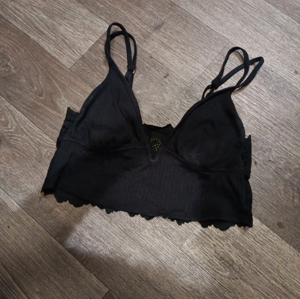 Aerie  Black Bralette with Lace Detail Top Size L